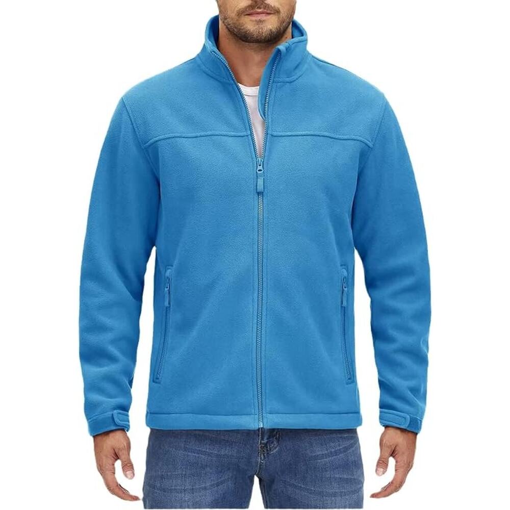 MAGCOMSEN Full Zip Jacket Blue Fleece Mens Casual Outerwear‎ Zip Pockets Sz 2XL